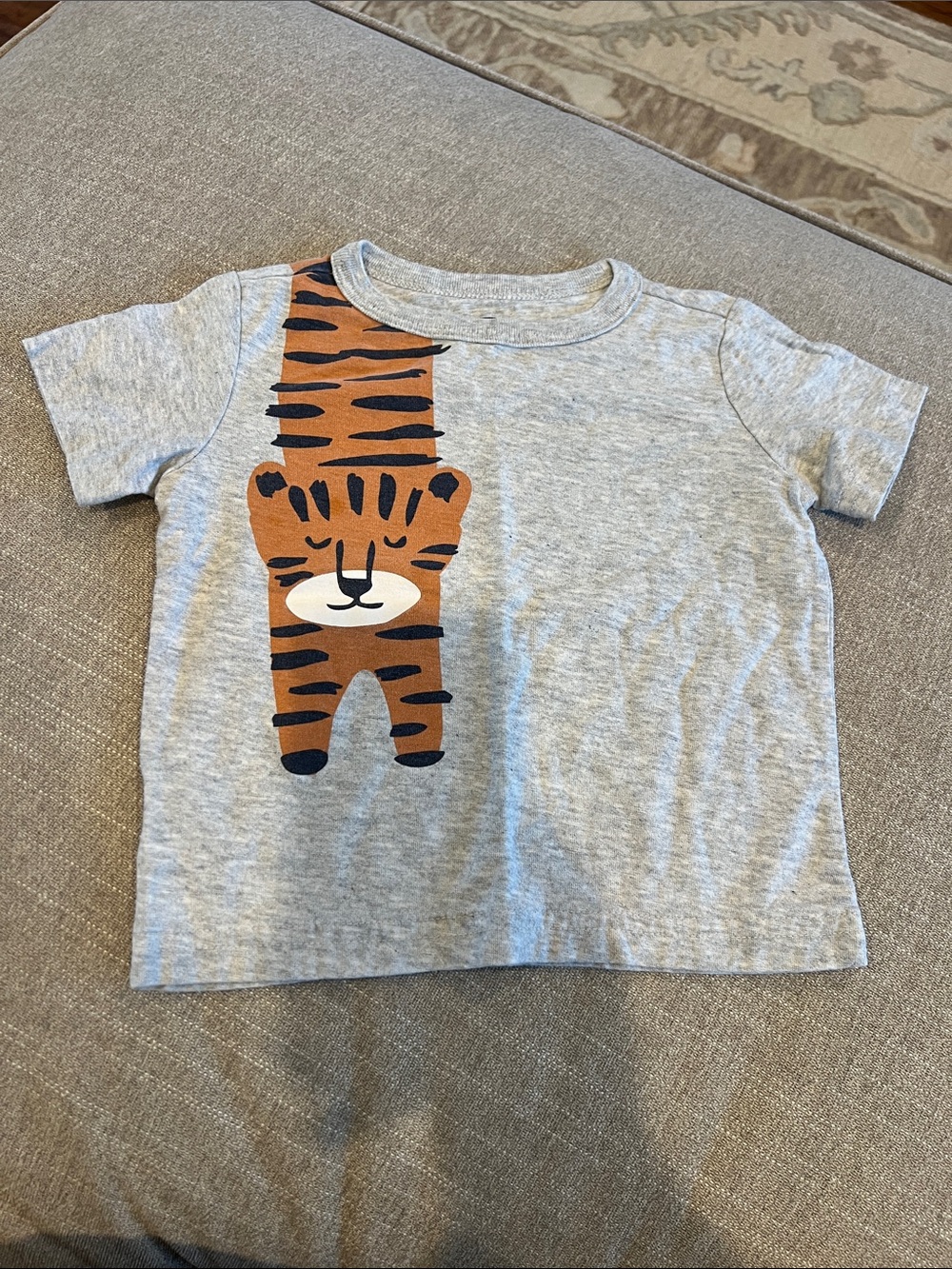 Tea Collection Gray Short-Sleeve Tee with Orange Tiger Graphic